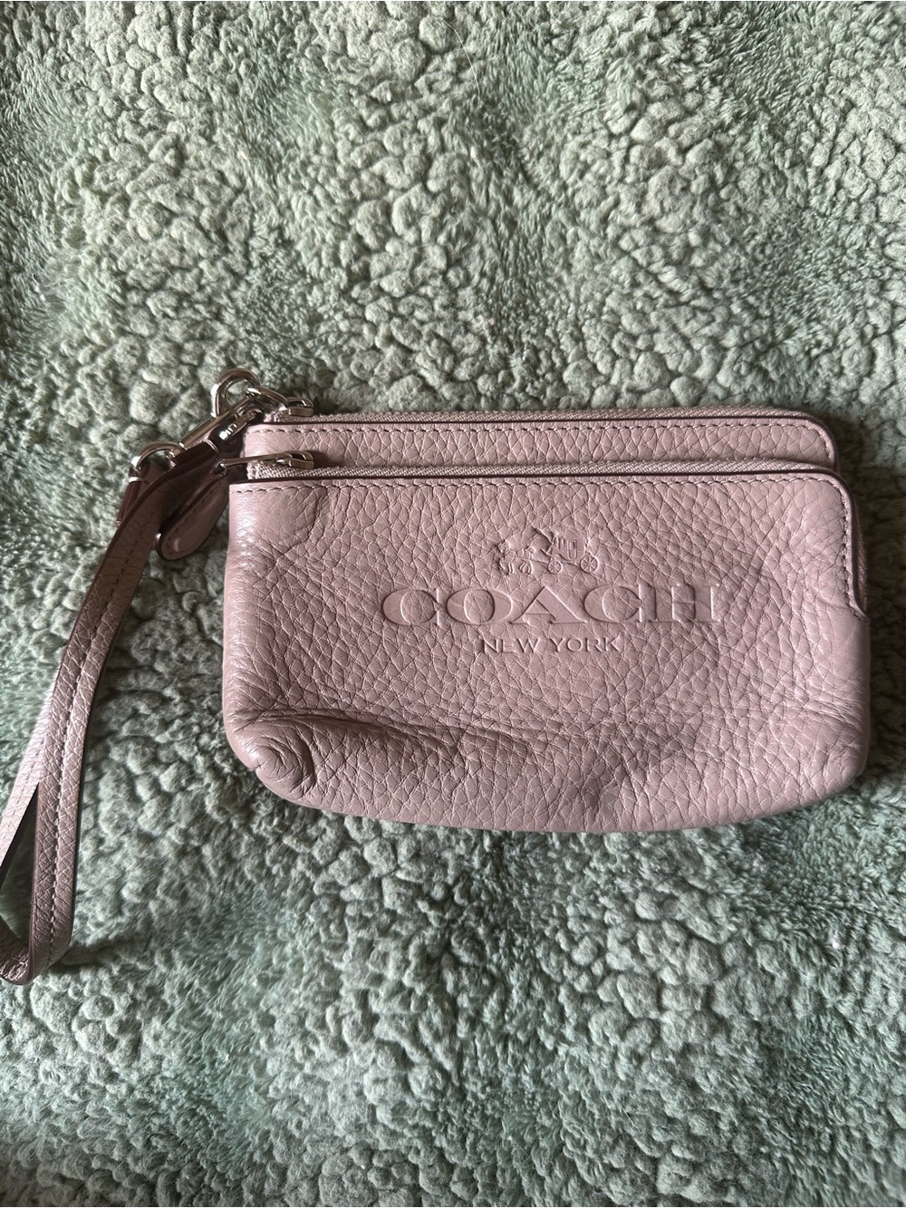Coach Pink Pebbled Leather Wristlet